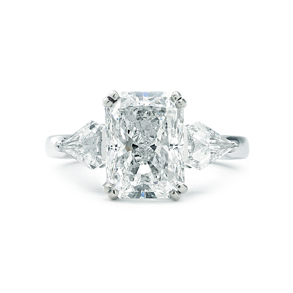 three stone radiant and shield cut diamond engagement ring 2189 11