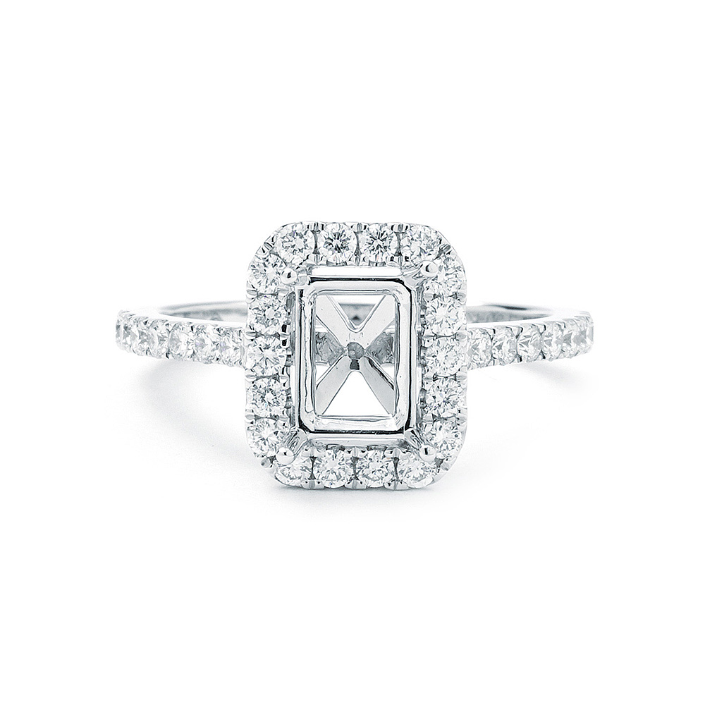 Rectangular Halo Diamond Engagement Ring | New York Jewelers Chicago