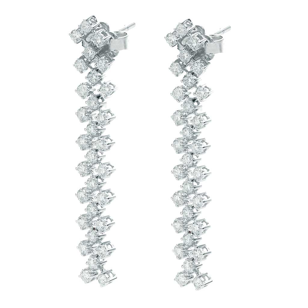Three Row Diamond Drop Earrings | New York Jewelers Chicago