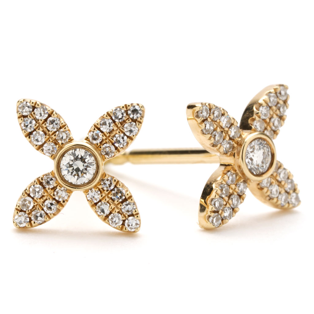 Flower Shaped Diamond Stud Earrings | New York Jewelers Chicago