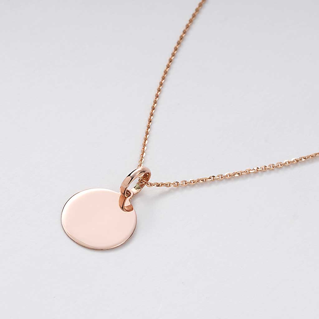 Round Disc Charm Pendant in Rose Gold | New York Jewelers Chicago