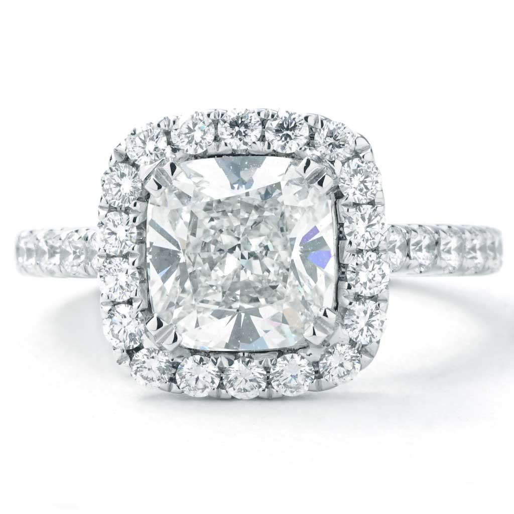 Cushion Center Diamond Halo Setting in White Gold | New York Jewelers ...