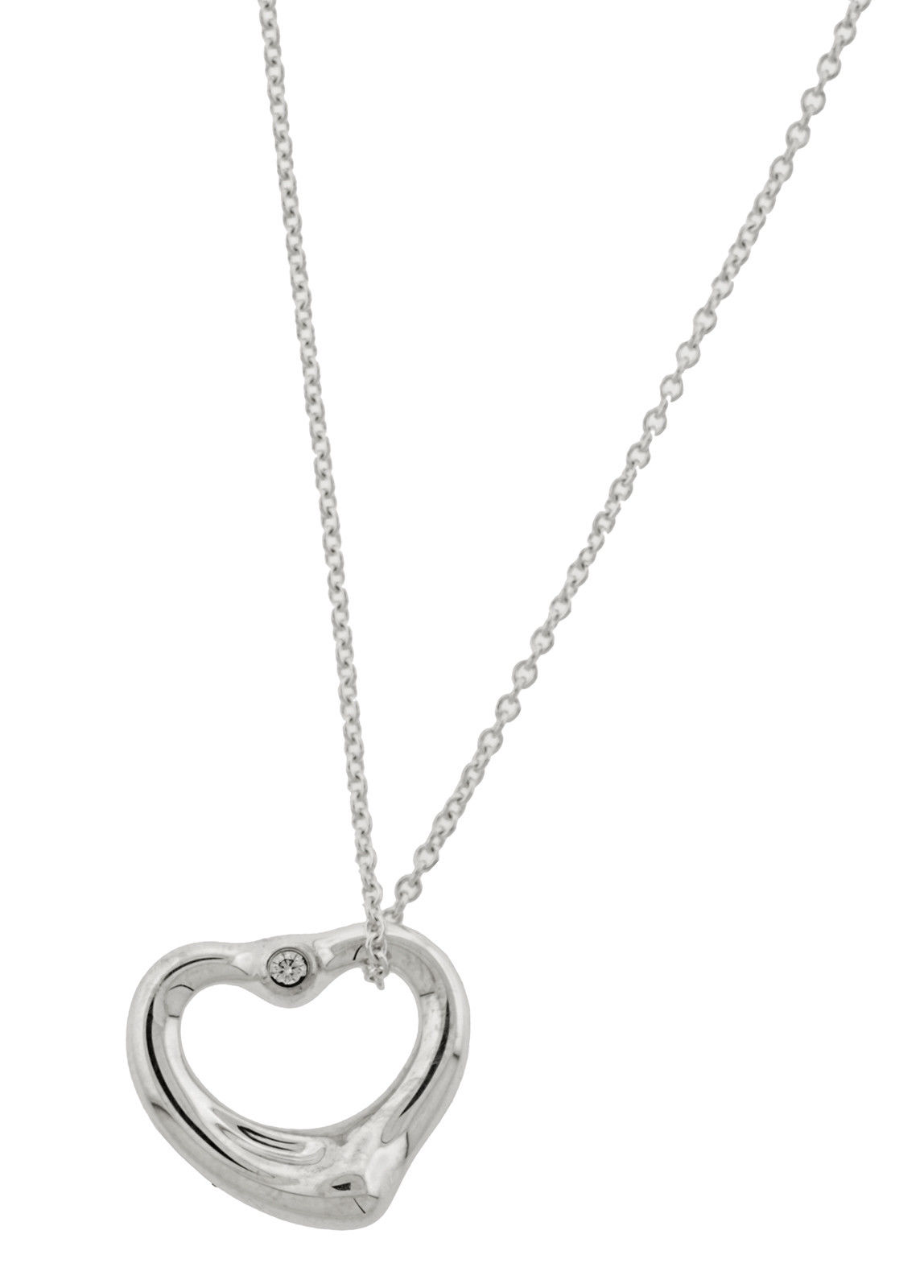 Tiffany & Co Sterling Silver Solid Necklace Chain Peretti Open Heart Pendant