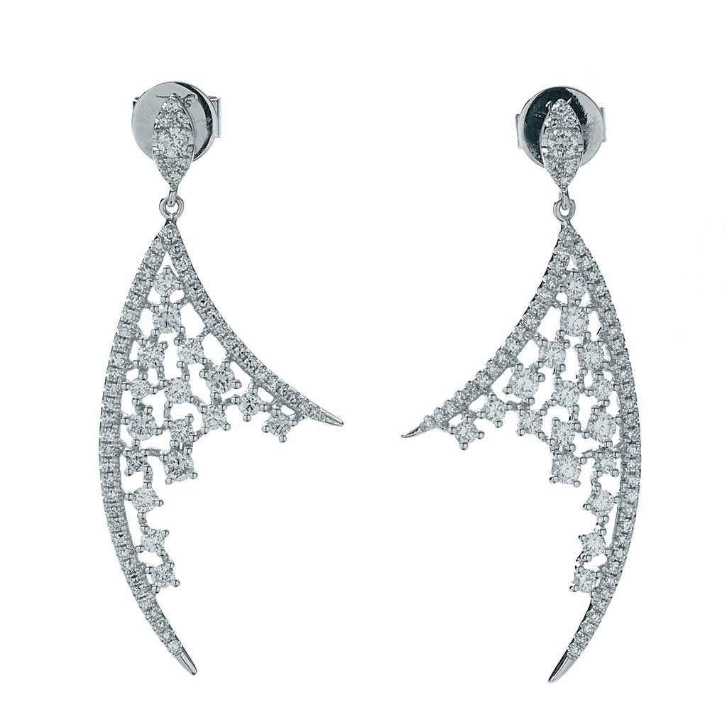 Fancy Diamond Bat Wing Shape Dangle Earrings | New York Jewelers Chicago