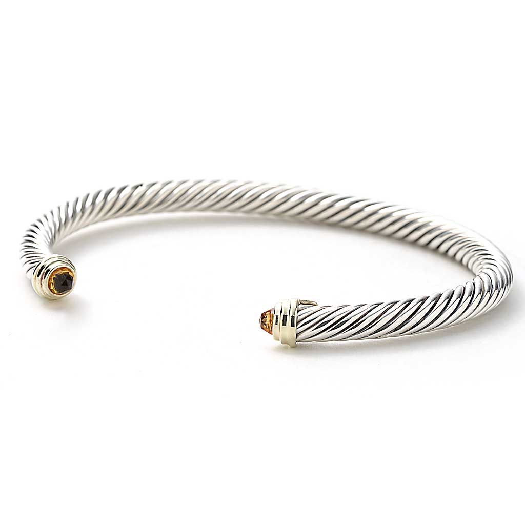 David Yurman Sterling Silver and 14K Yellow Gold Cable Classic Citrine ...