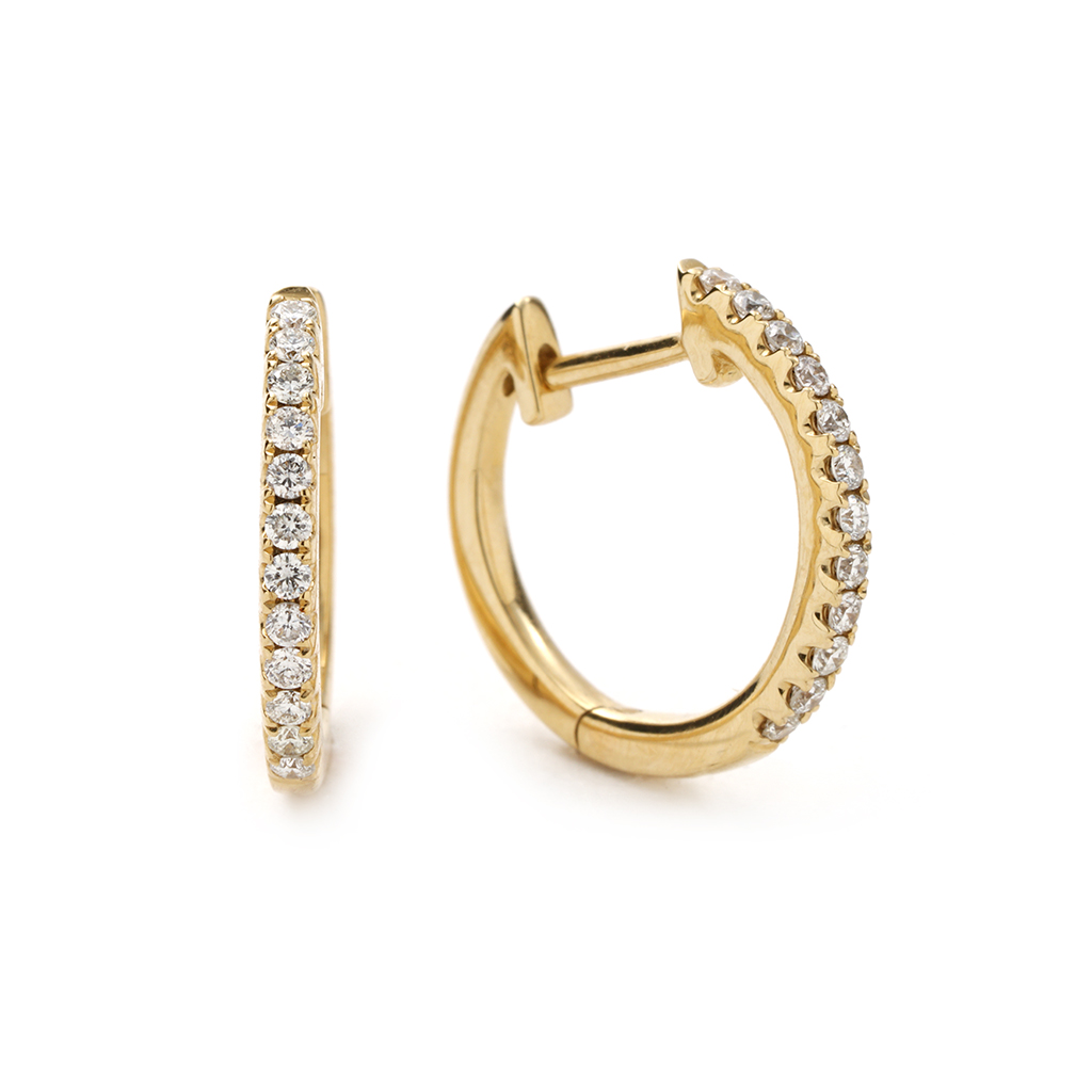 Small Hoop 0.17 Carats Diamond Earrings in Yellow Gold | New York ...