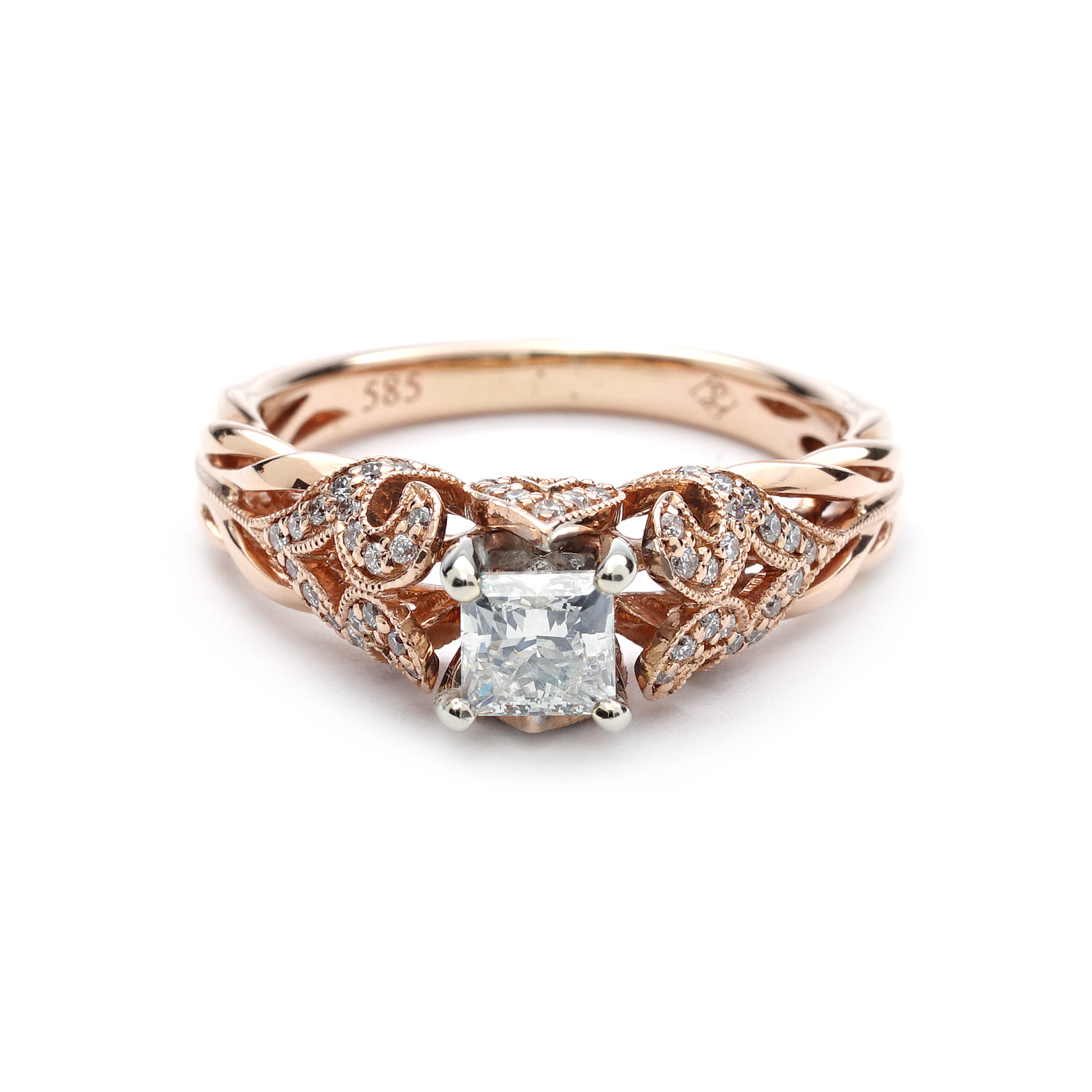 Vintage Style Princess Cut Diamond Engagement Ring | New York Jewelers ...