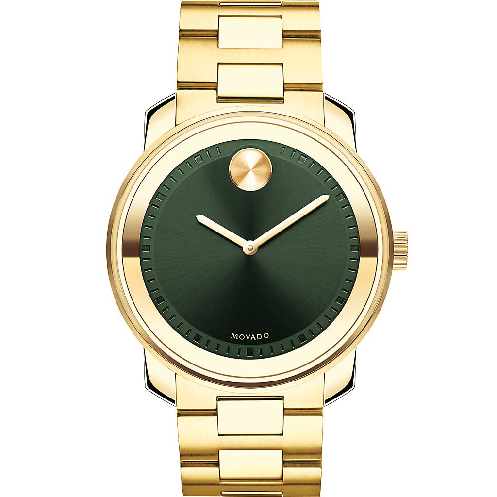 Movado Bold Green Dial Yellow PVD | New York Jewelers Chicago