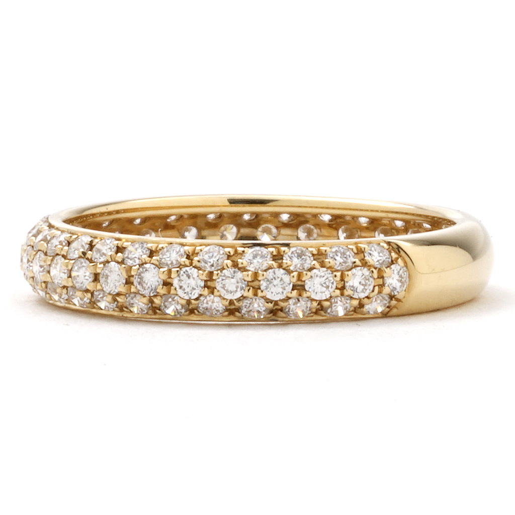 Three-Row Pave 0.71 CTTW Diamond Band in Yellow Gold | New York ...