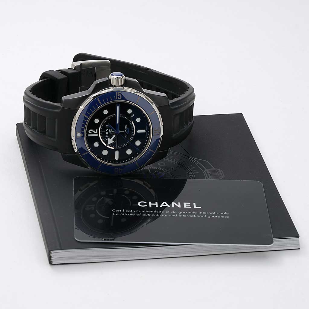 Chanel J12 Marine Blue Bezel Black Dial
