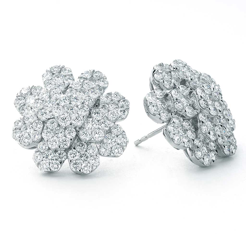 5.22 CTTW Diamond Cluster Flower Shape Stud Earrings | New York ...