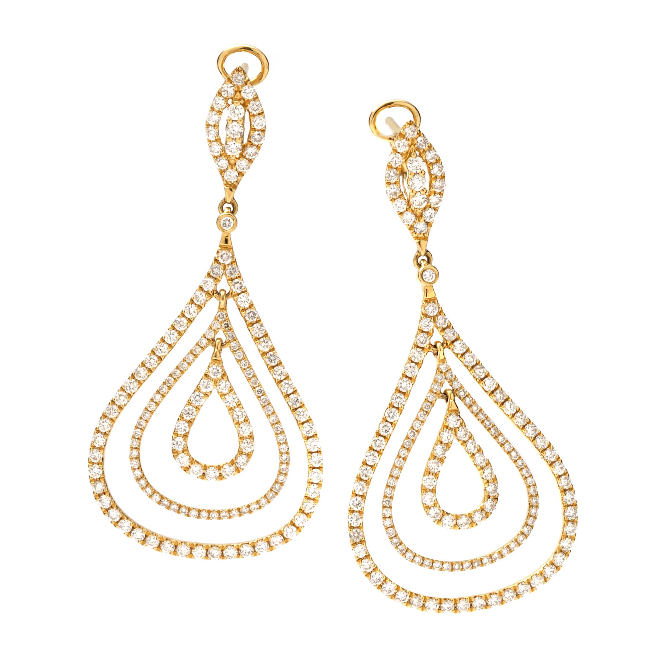 Wide Pear Shaped Layered Dangle Earrings | New York Jewelers Chicago