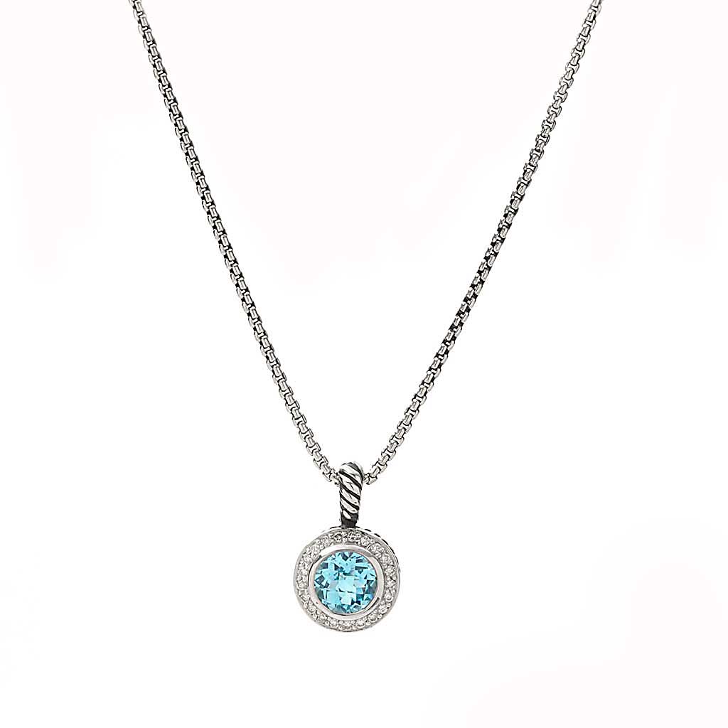 33 Chalcedony and Blue Topaz Necklace - Silver Papillon