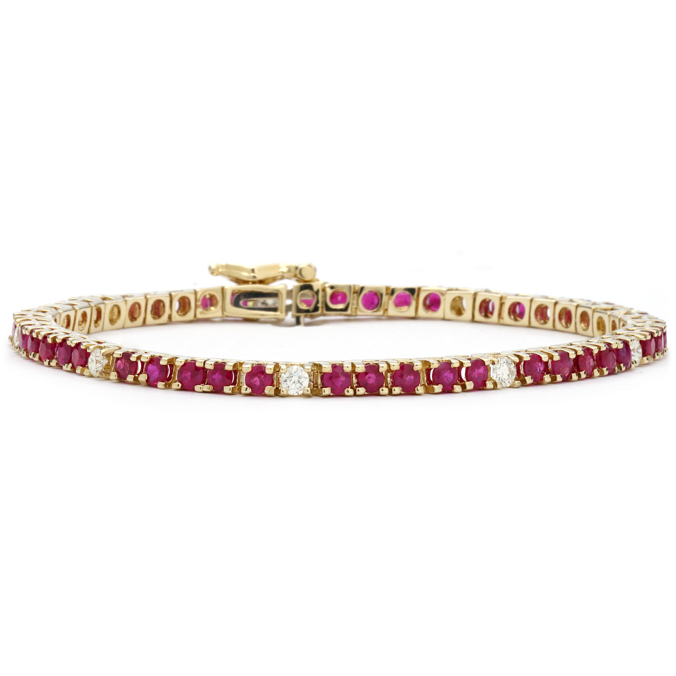 Special Offer..7.90CT Ruby & Diamond Tennis Bracelets Hallmarked In Yellow Gold