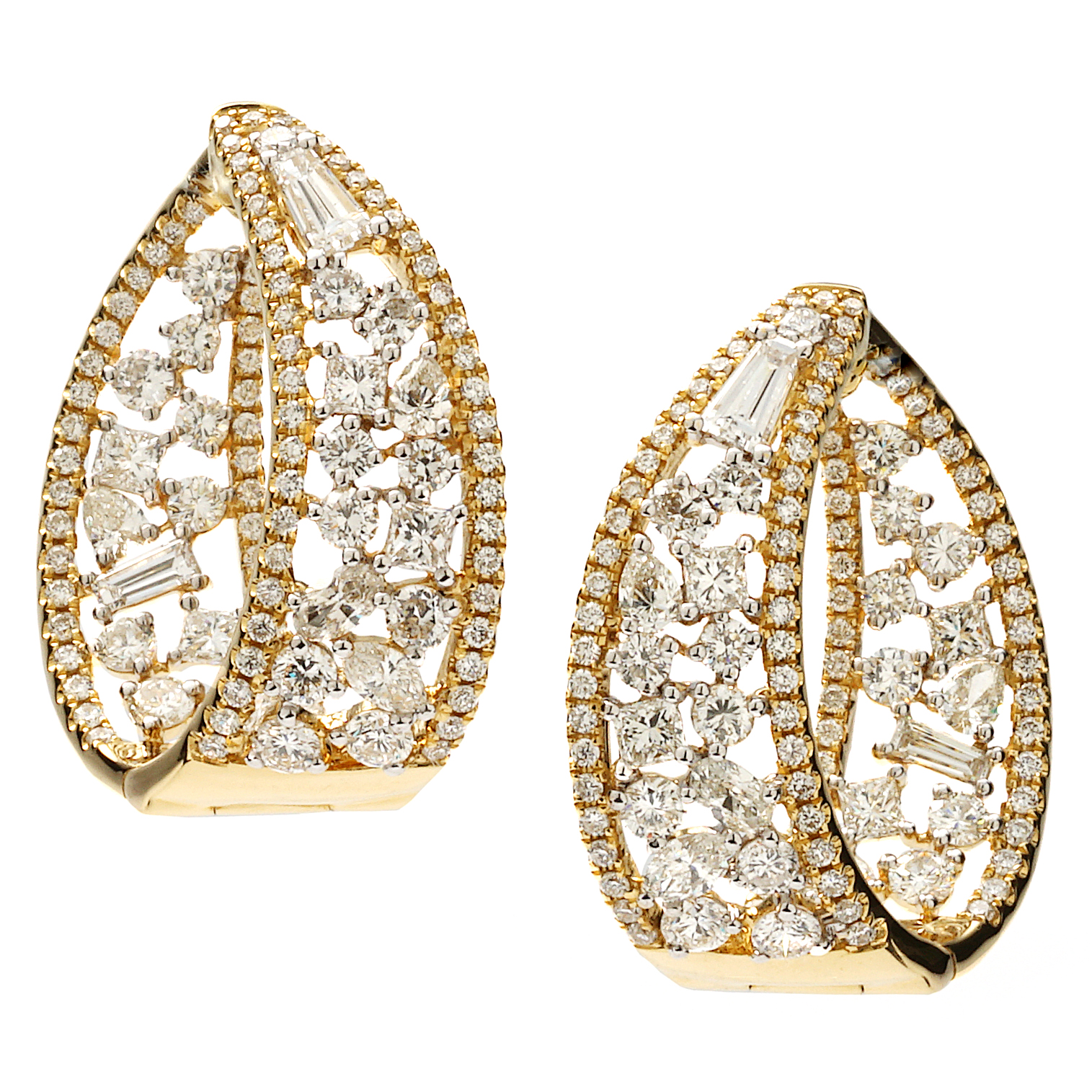 14k Yellow Gold Fancy Diamond Cut Slender Small Hoop Earrings (15mm  Diameter) | Angelucci Jewelry