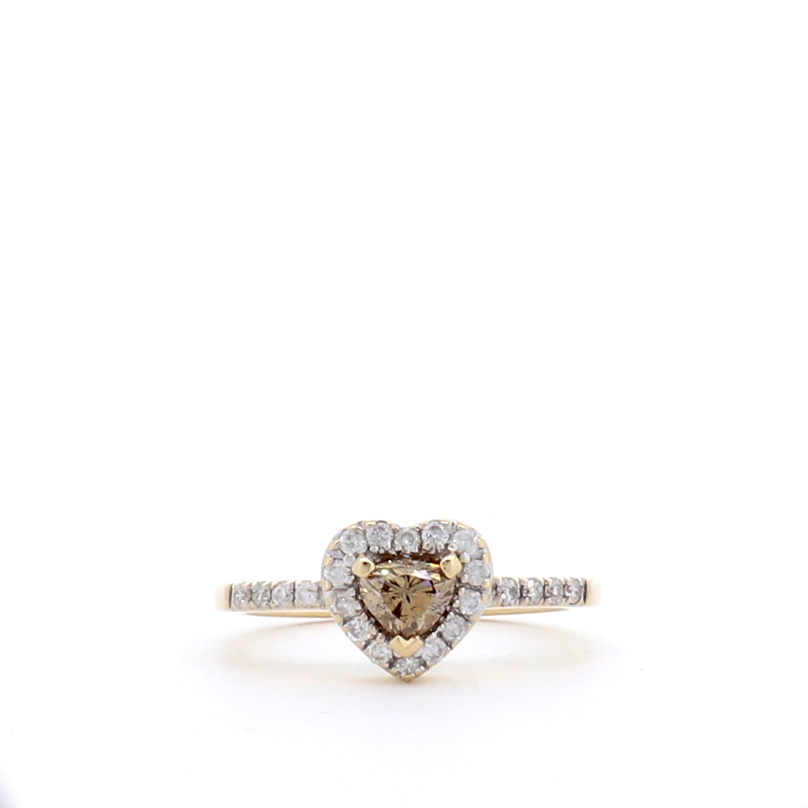 champagne diamond heart ring