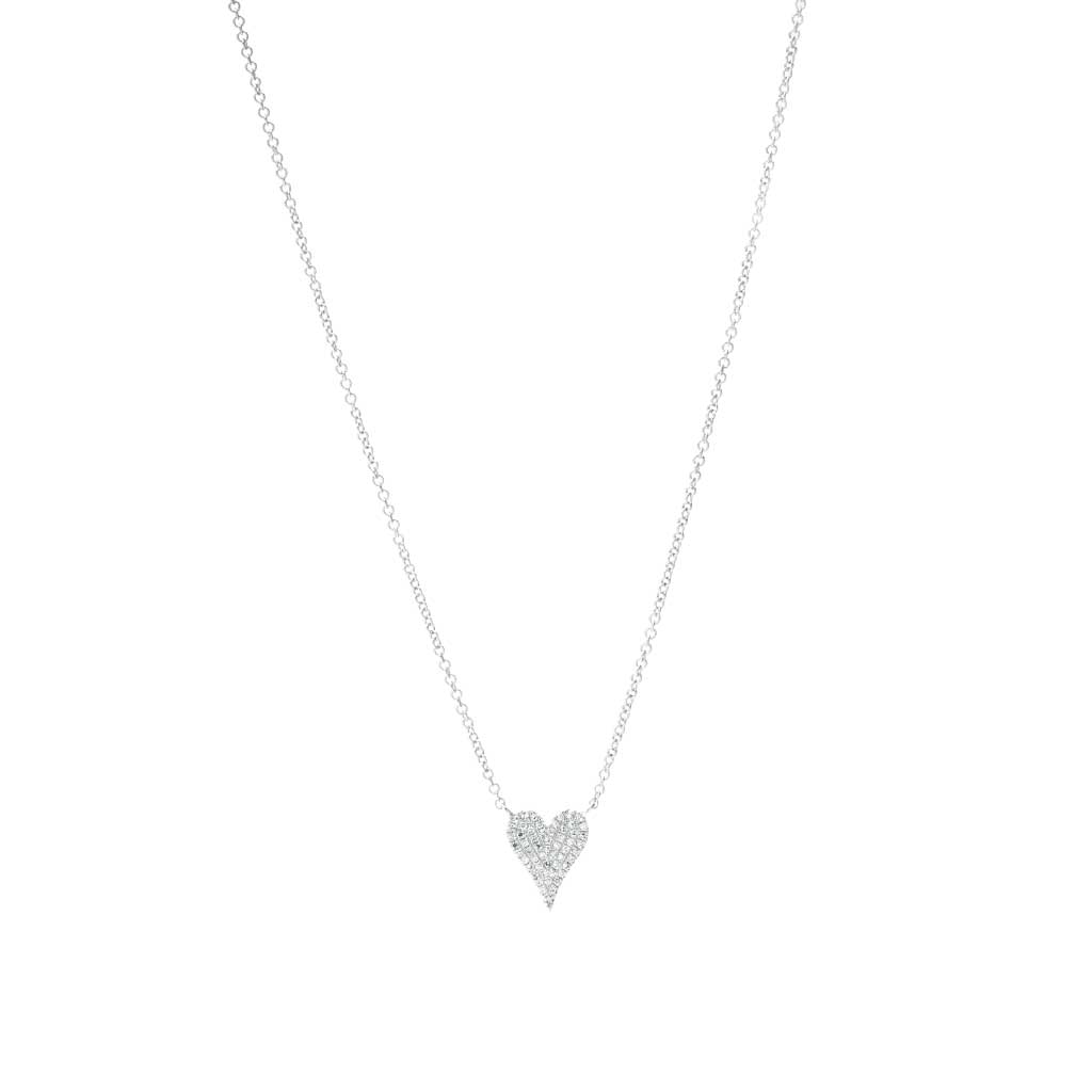 Petite Pave Diamond Heart Necklace in White Gold | New York Jewelers ...