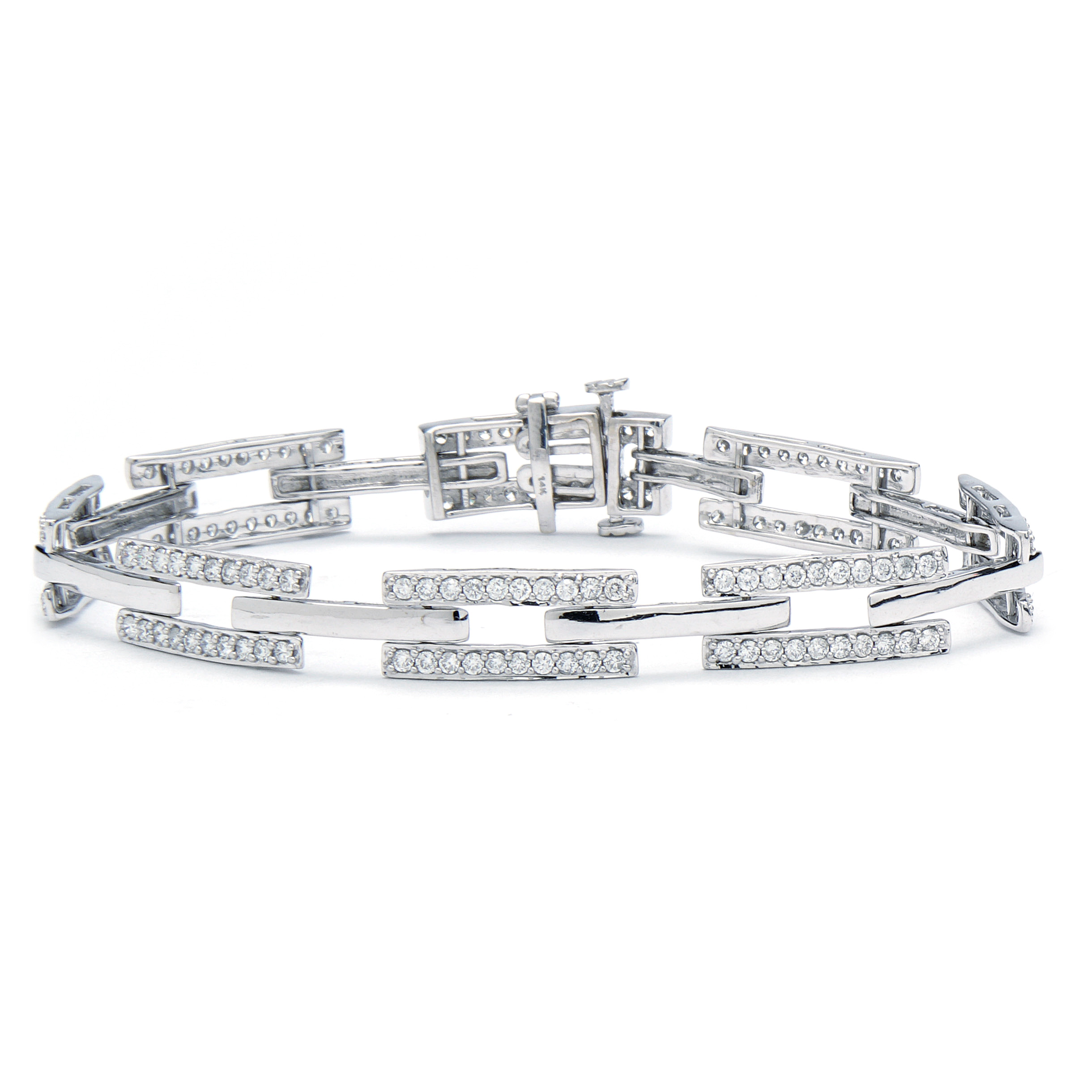 1/4 CT. T.W. Diamond Double Row S-Link Bracelet in Sterling Silver - 7.25