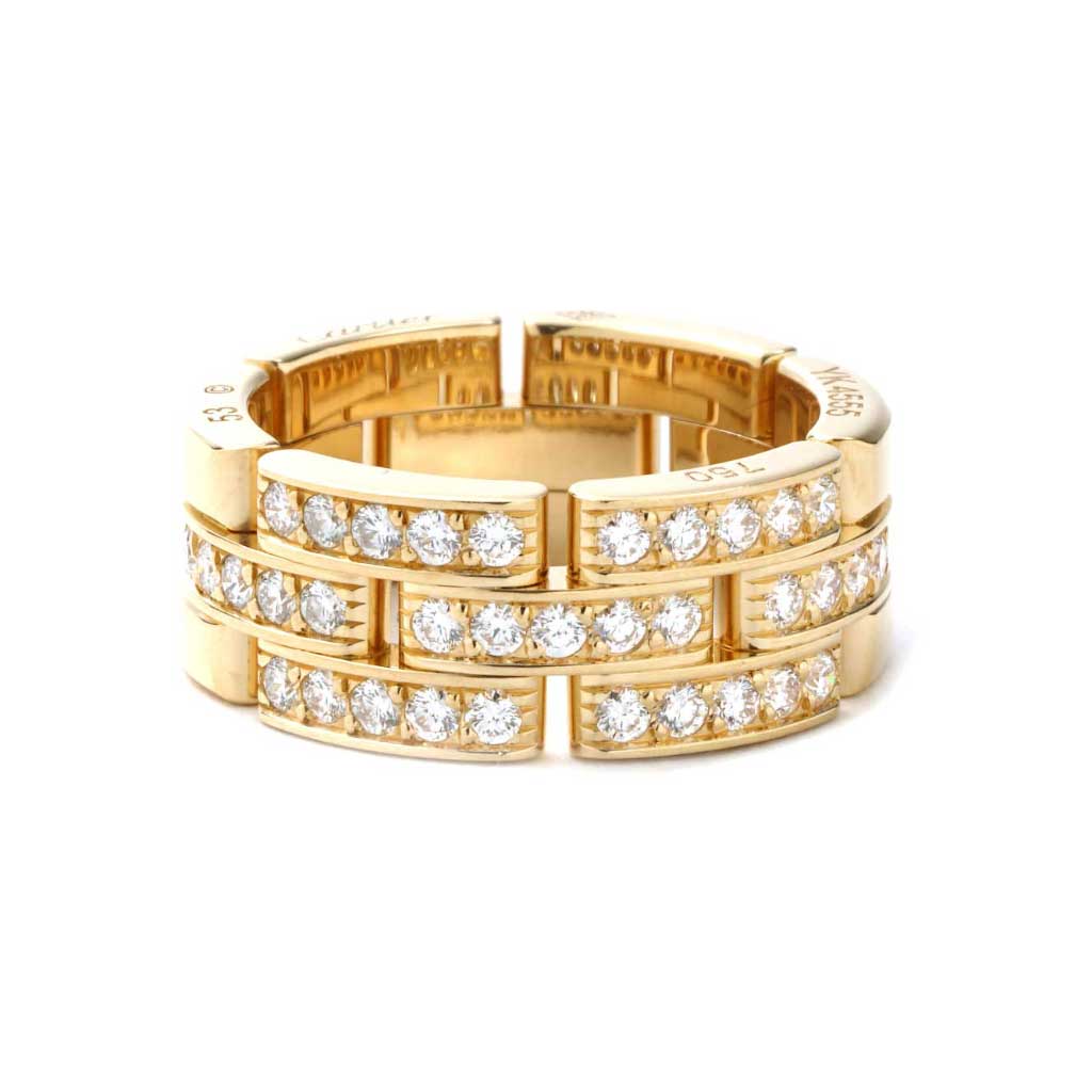 Cartier Maillon Panthére Diamond 18KYG Band Ring Size 52 (US 6