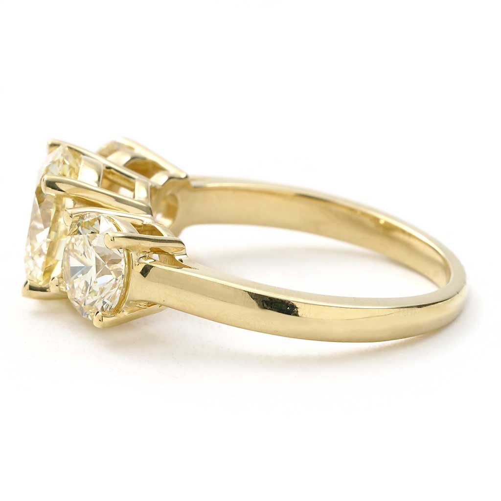 Three Stone Round Diamond 3.45 cttw Engagement Ring in Yellow Gold ...