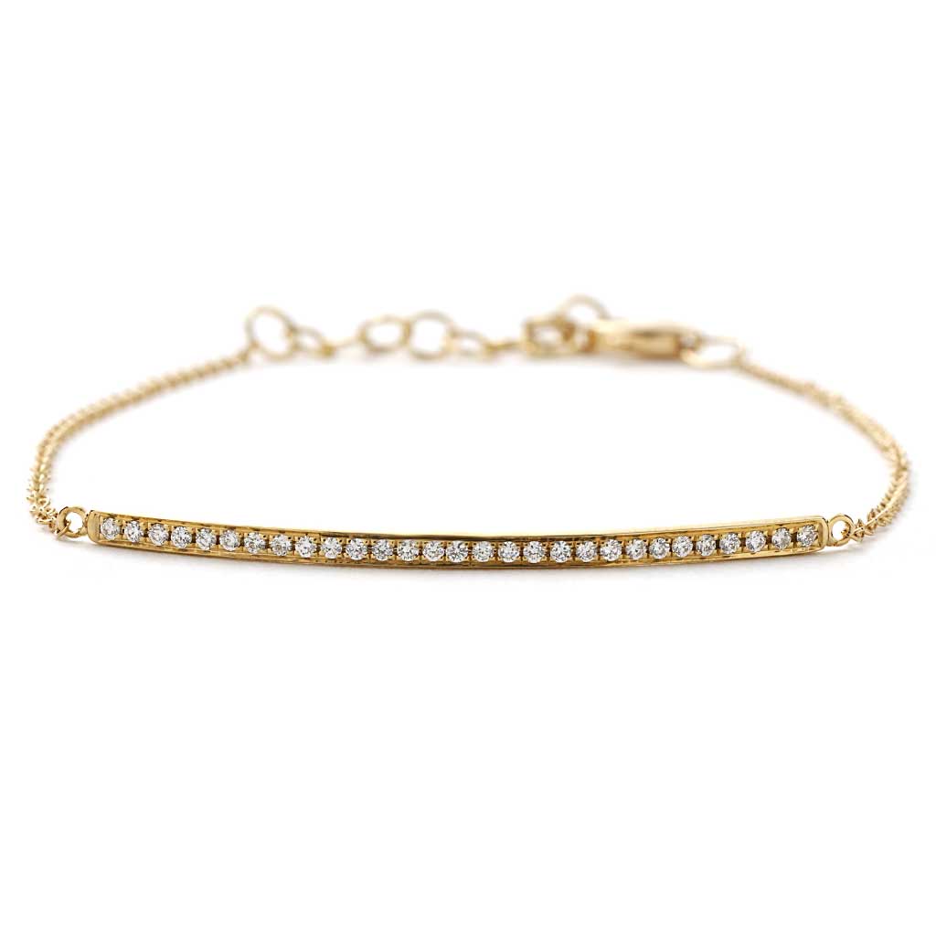 Yellow Gold Prong Set Diamond Bar Bracelet | New York Jewelers Chicago