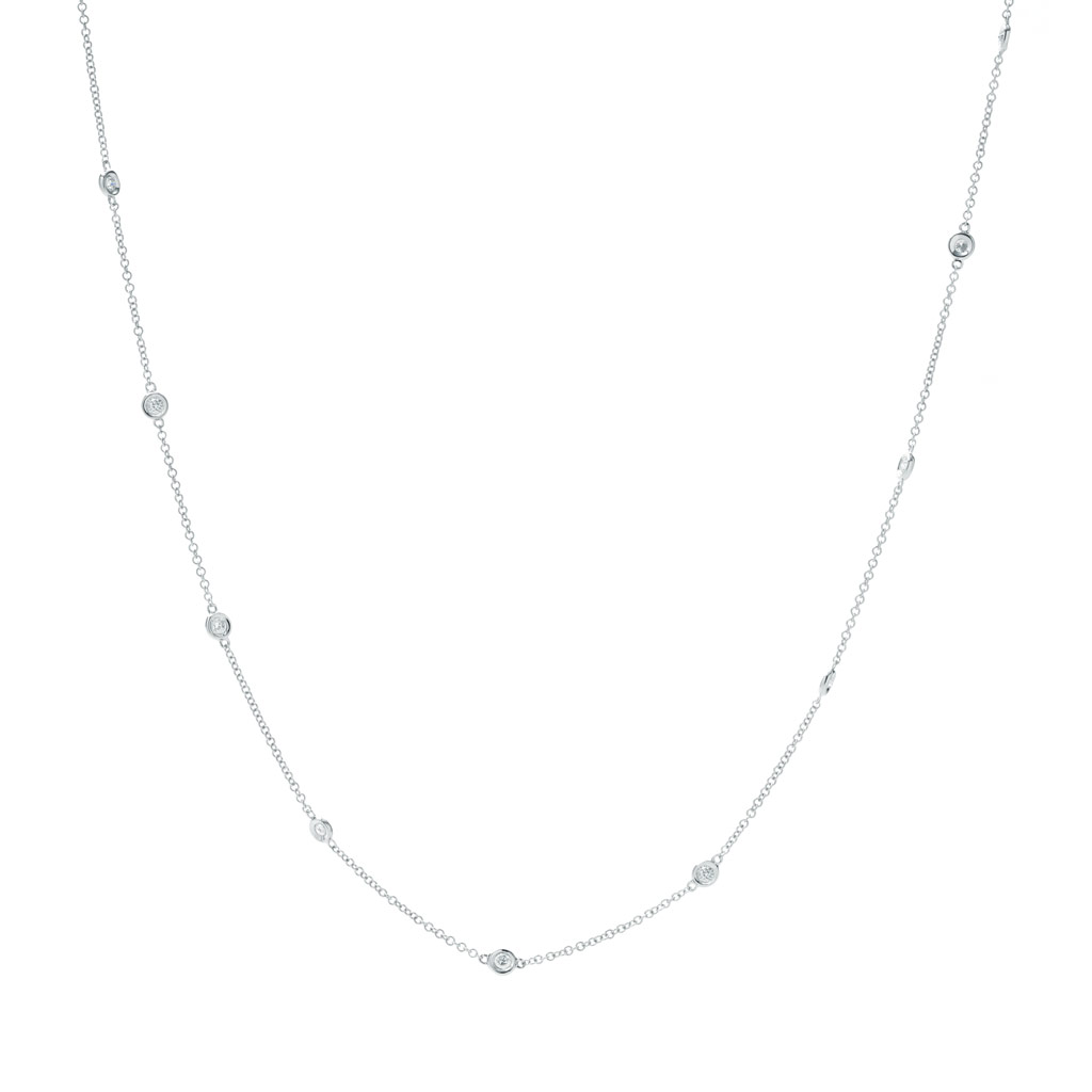 18 Inch White Gold Diamond By The Yard Necklace 1 4 Cttw 