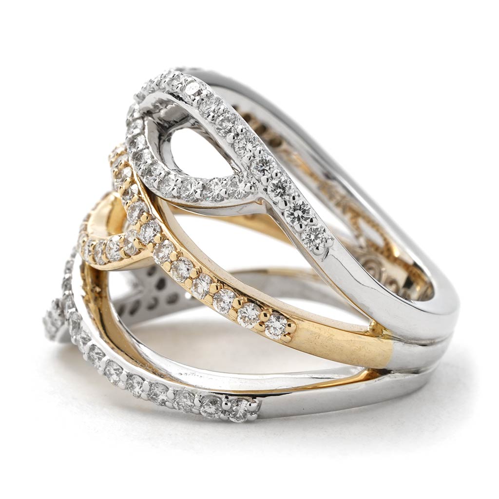Two Tone Three Row Bypass Style Fashion Diamond Ring | New York ...