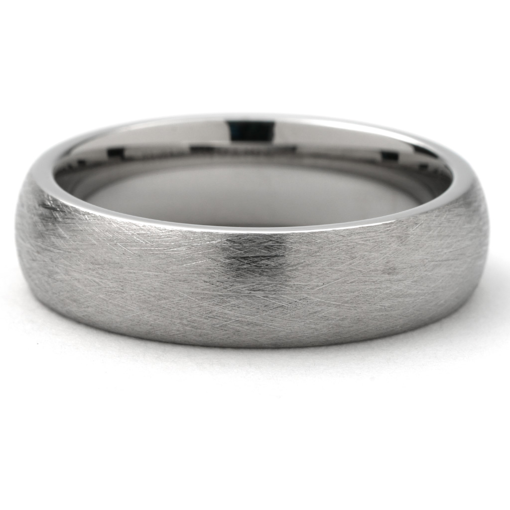 6mm Brushed Finish Gray Tungsten Domed Band | New York Jewelers Chicago