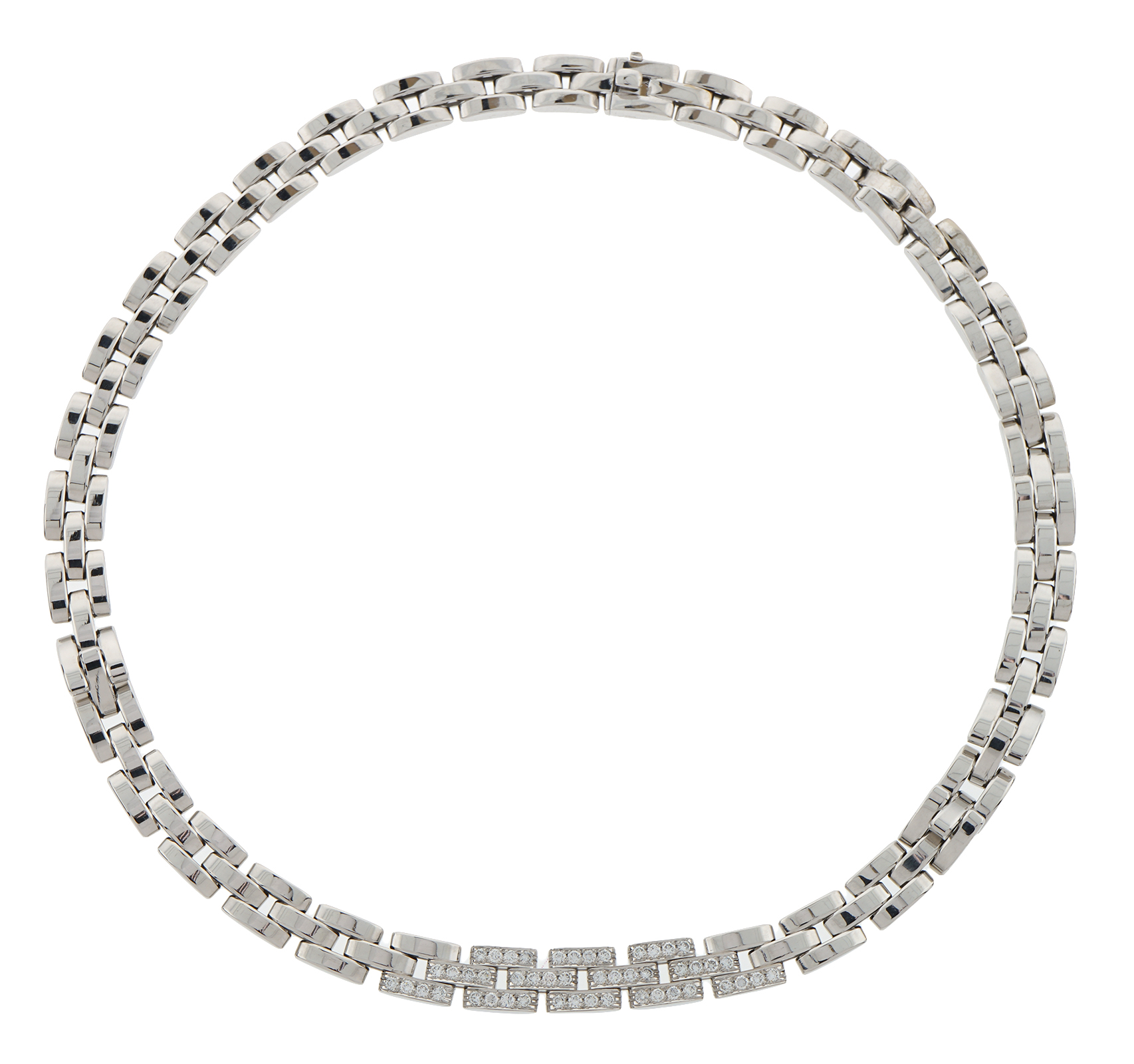Cartier Panthere Maillon 18K White Gold and Diamond Necklace | New York ...