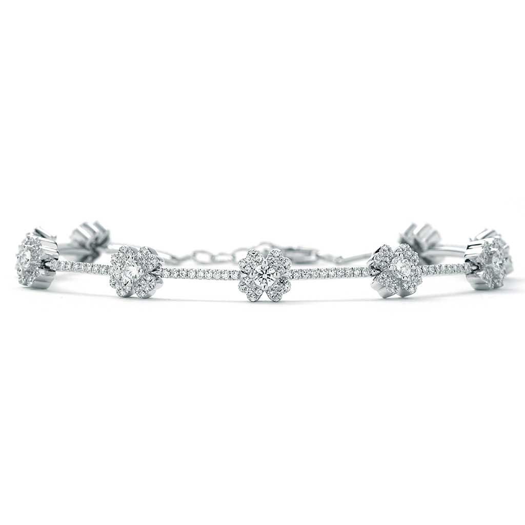 Diamond Flower Bracelet in White Gold | New York Jewelers Chicago