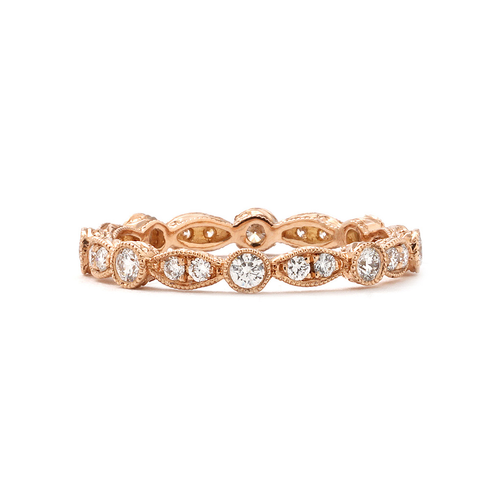 Marquise and Round 0.47 CTTW Diamond Eternity Band with Milgrain in ...