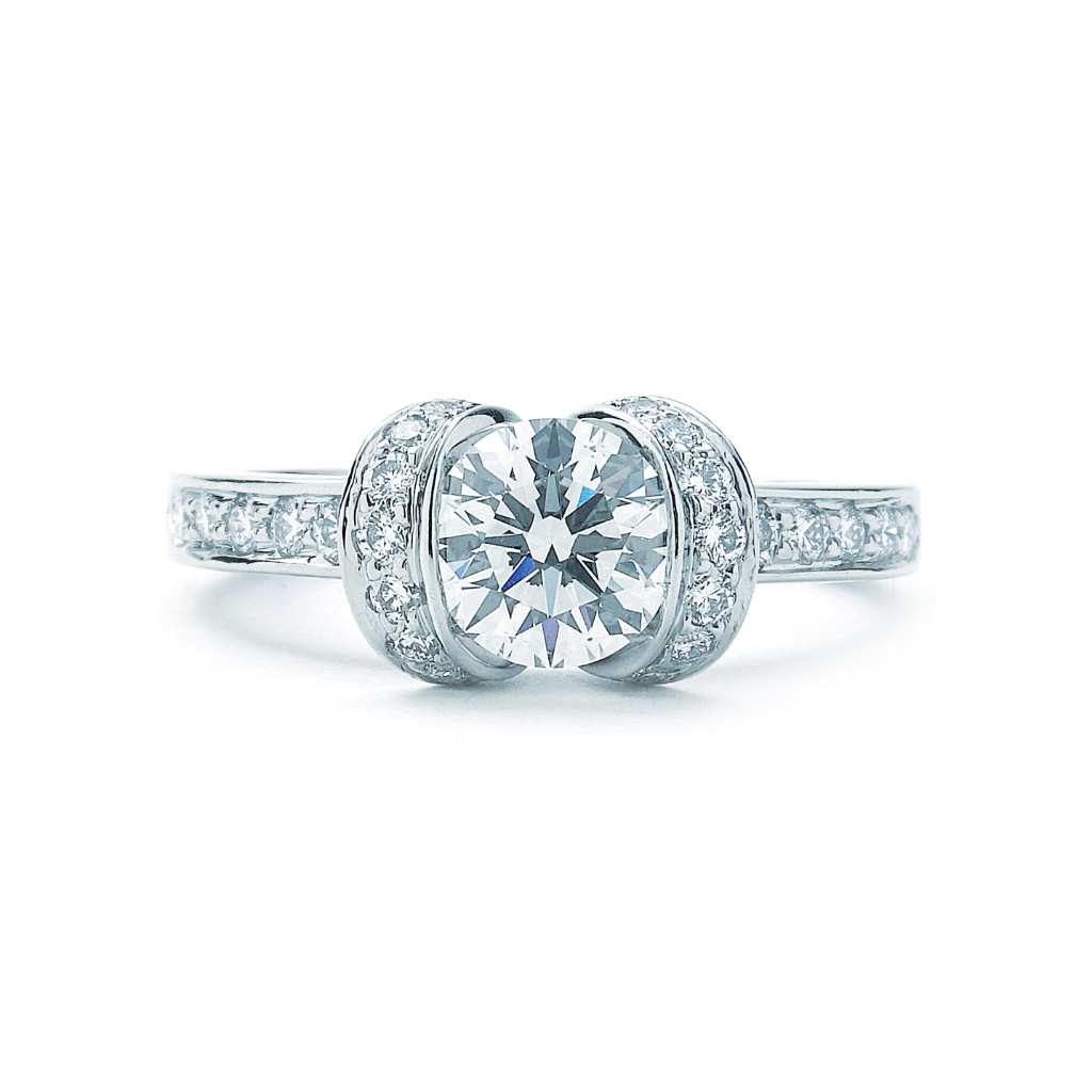 Tiffany and Co. Ribbon Engagement Ring .82 Carat Center IVS1 For Sale at  1stDibs
