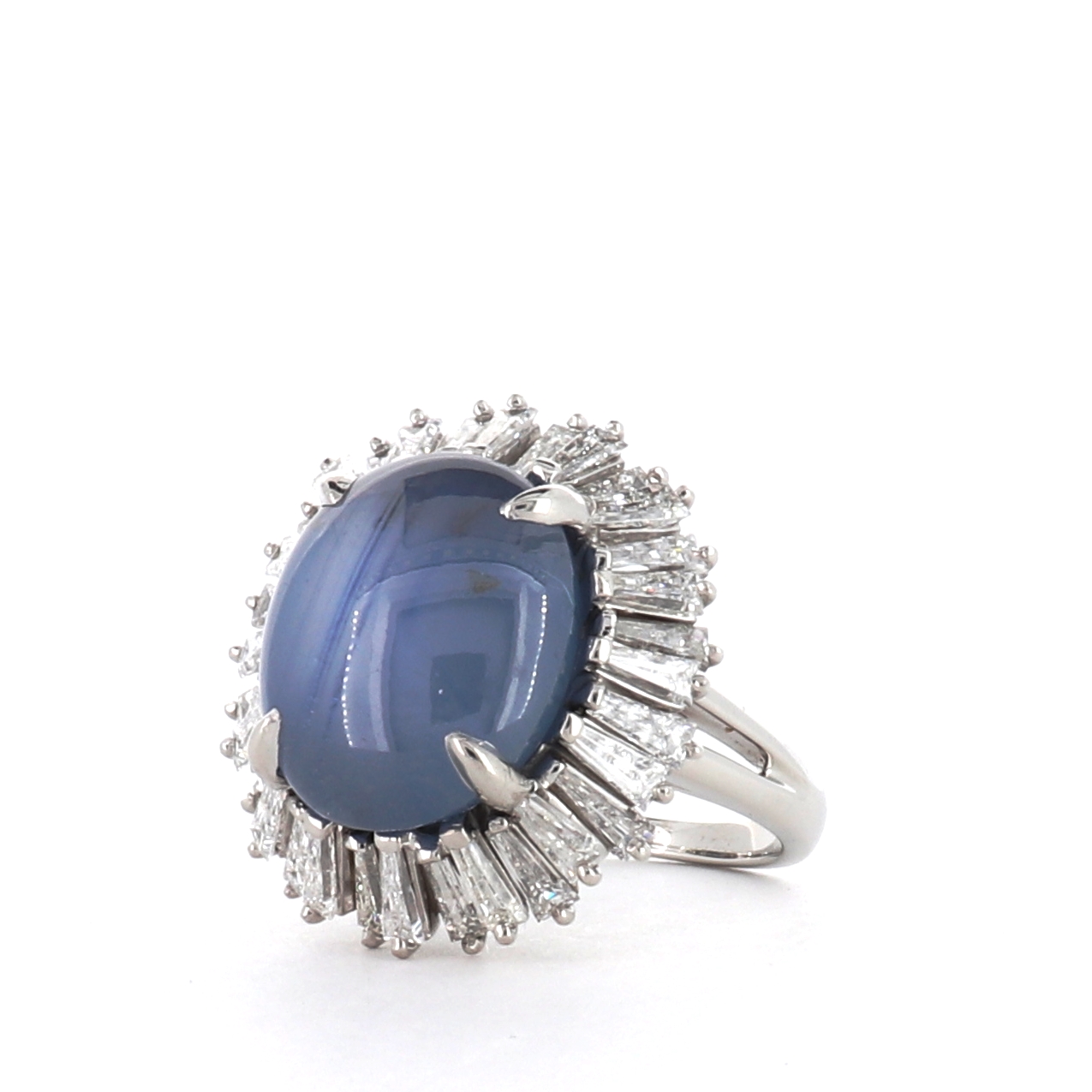 Hexagon blue star sapphire ring vintage unique cluster sapphire engage –  Ohjewel