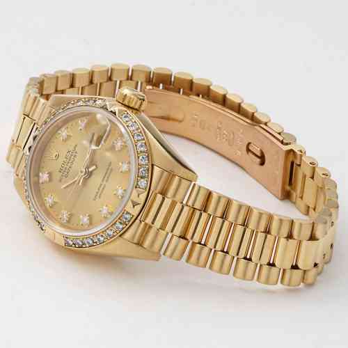 Rolex Ladies Datejust Presidential Diamond Dial Pyramid Bezel